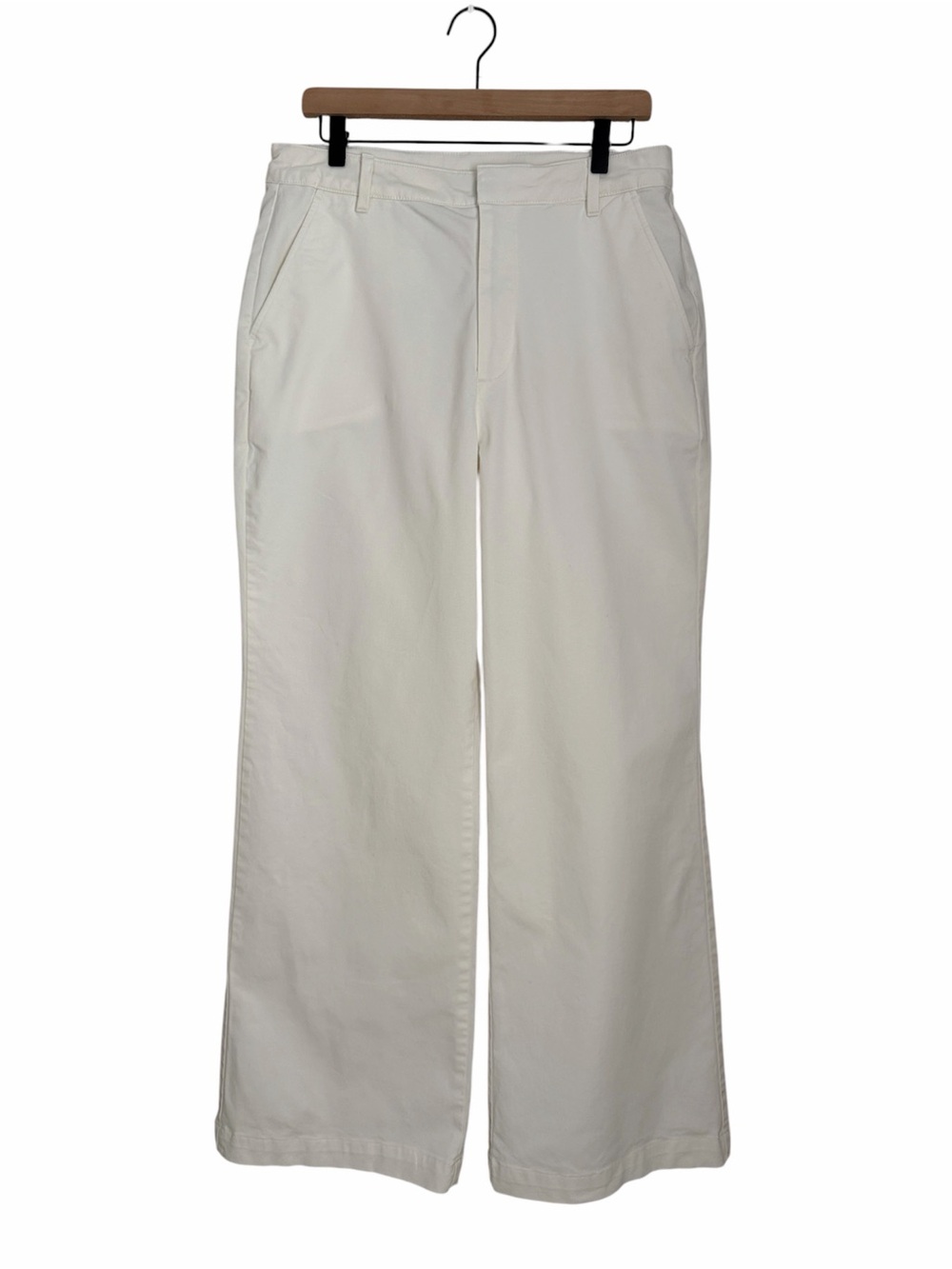 GAP Khaki Flare Pants Women’s 12 Off White Wide Leg High Rise Stretch